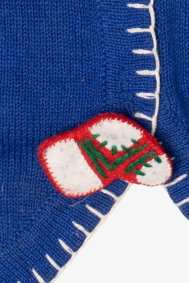 Vintage Blue Victoria Jones Ugly Christmas Vest (1990s)