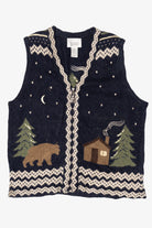 Vintage Blue Christopher & Banks Bear Ugly Christmas Vest (1990s)