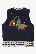 Vintage Blue Christopher & Banks Bear Ugly Christmas Vest (1990s)