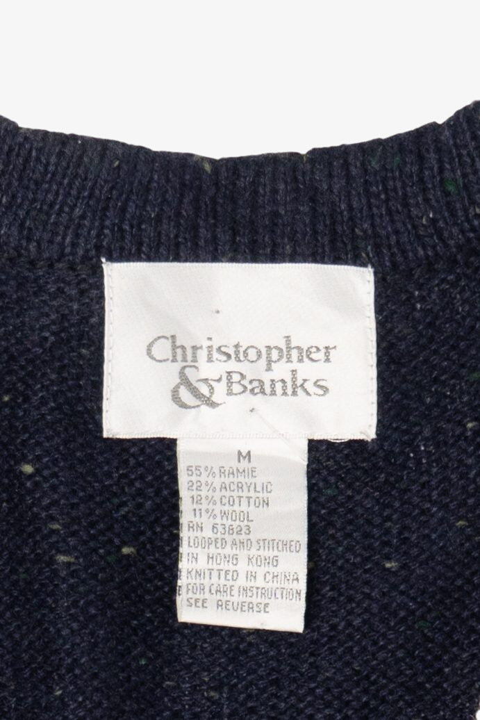Vintage Blue Christopher & Banks Bear Ugly Christmas Vest (1990s)