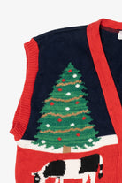 Vintage Blue Sweater Holiday Farm Loft Ugly Christmas Vest (1990s)