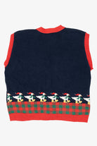 Vintage Blue Sweater Holiday Farm Loft Ugly Christmas Vest (1990s)