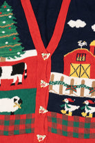 Vintage Blue Sweater Holiday Farm Loft Ugly Christmas Vest (1990s)