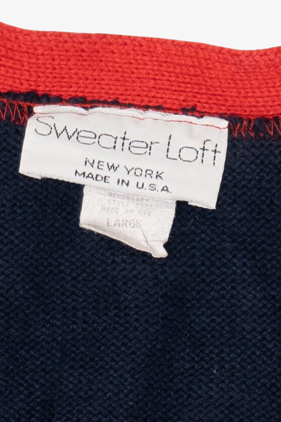 Vintage Blue Sweater Holiday Farm Loft Ugly Christmas Vest (1990s)