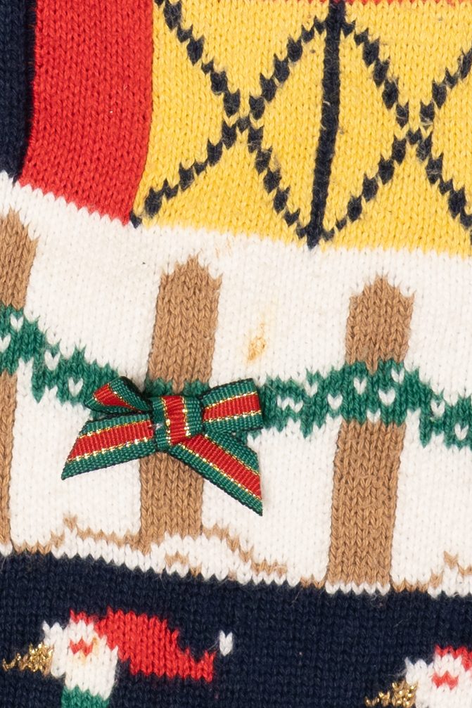 Vintage Blue Sweater Holiday Farm Loft Ugly Christmas Vest (1990s)