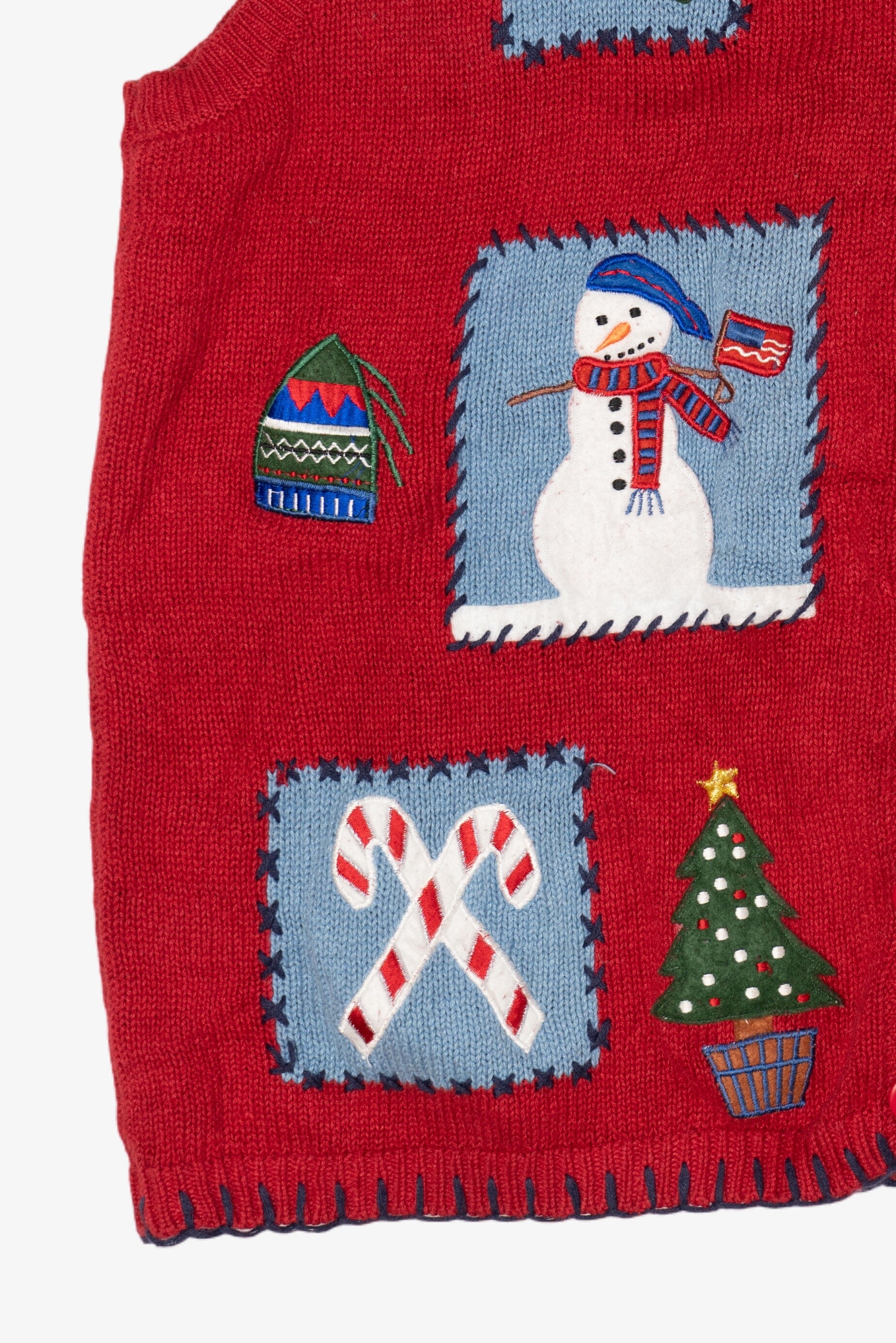 Vintage Red Capacity Snowmen Ugly Christmas Vest (1990s)