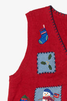 Vintage Red Capacity Snowmen Ugly Christmas Vest (1990s)