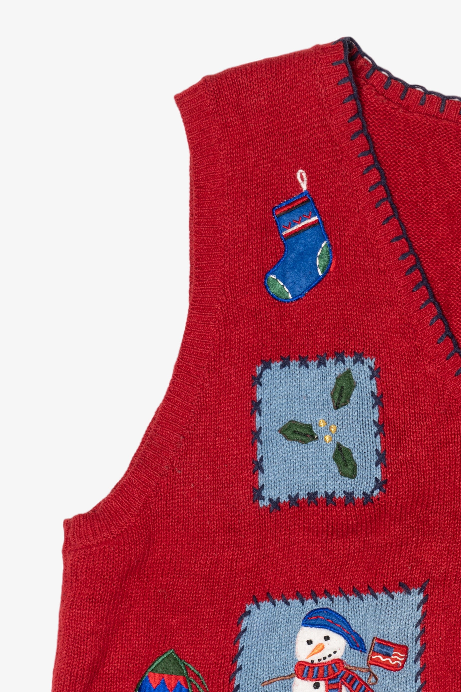 Vintage Red Capacity Snowmen Ugly Christmas Vest (1990s)