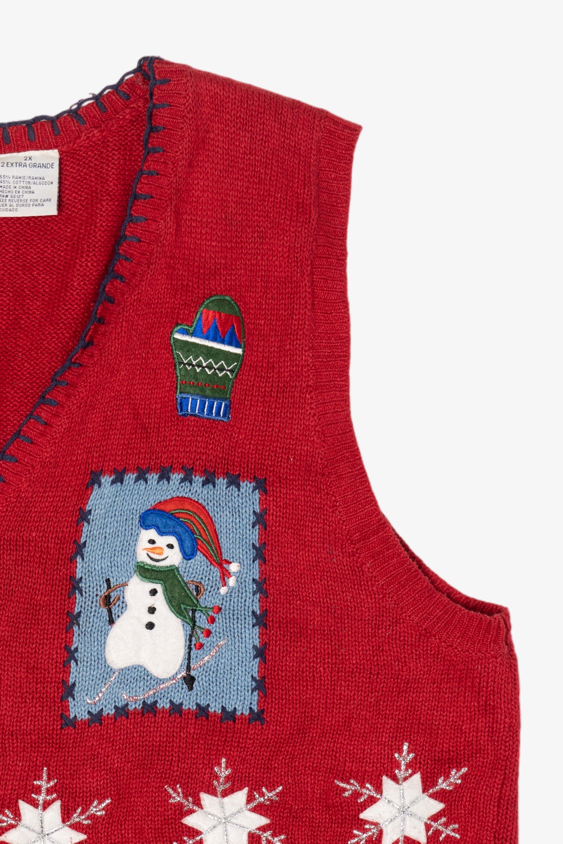 Vintage Red Capacity Snowmen Ugly Christmas Vest (1990s)