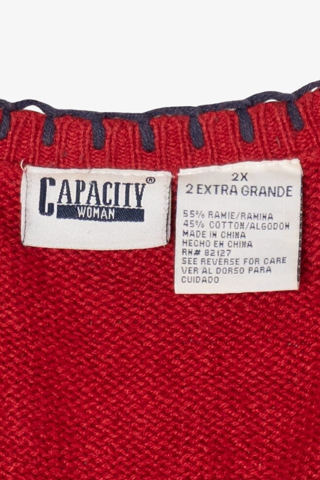 Vintage Red Capacity Snowmen Ugly Christmas Vest (1990s)