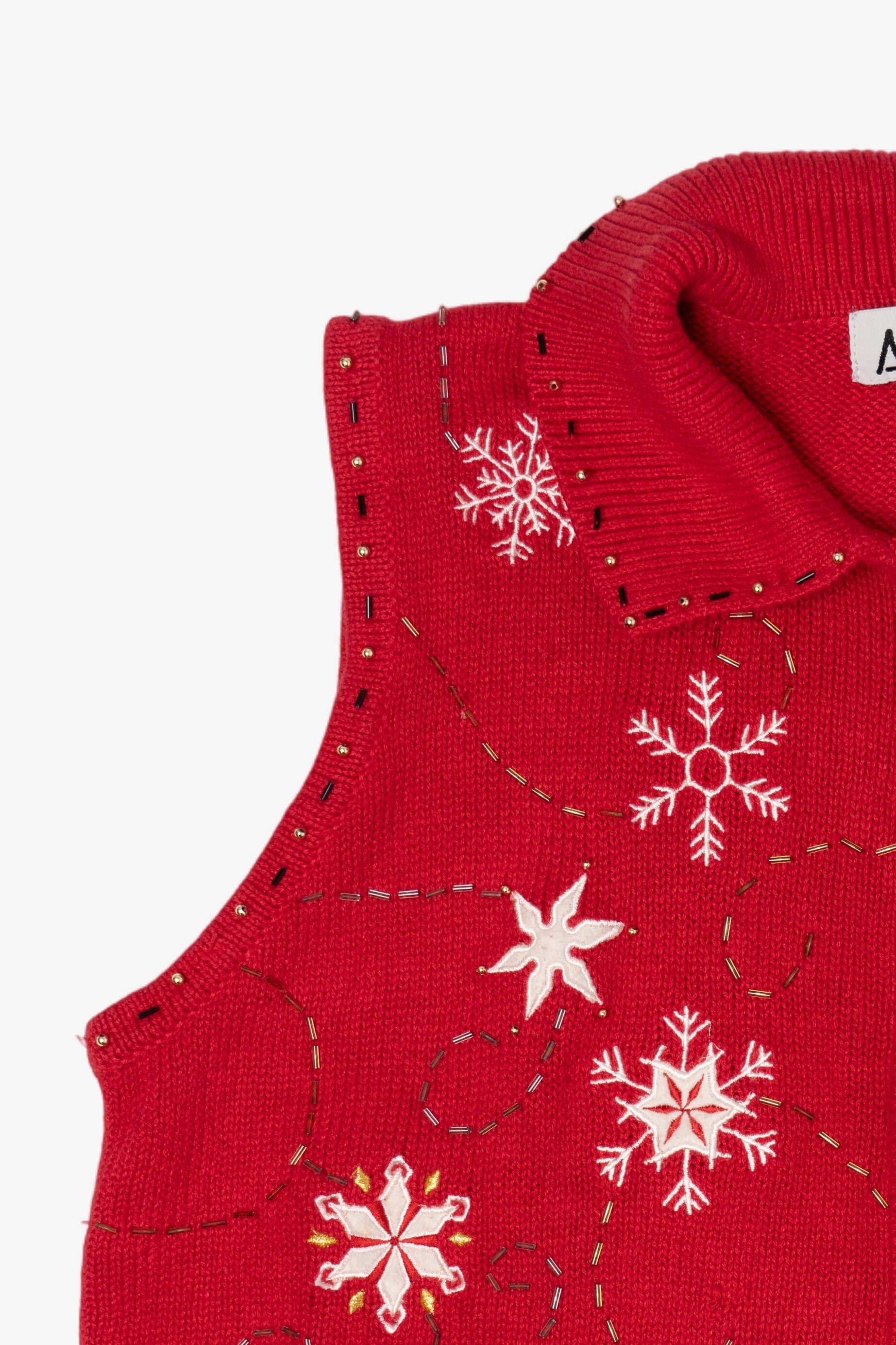 Vintage Red Ambra Snowflakes Ugly Christmas Vest (1990s)