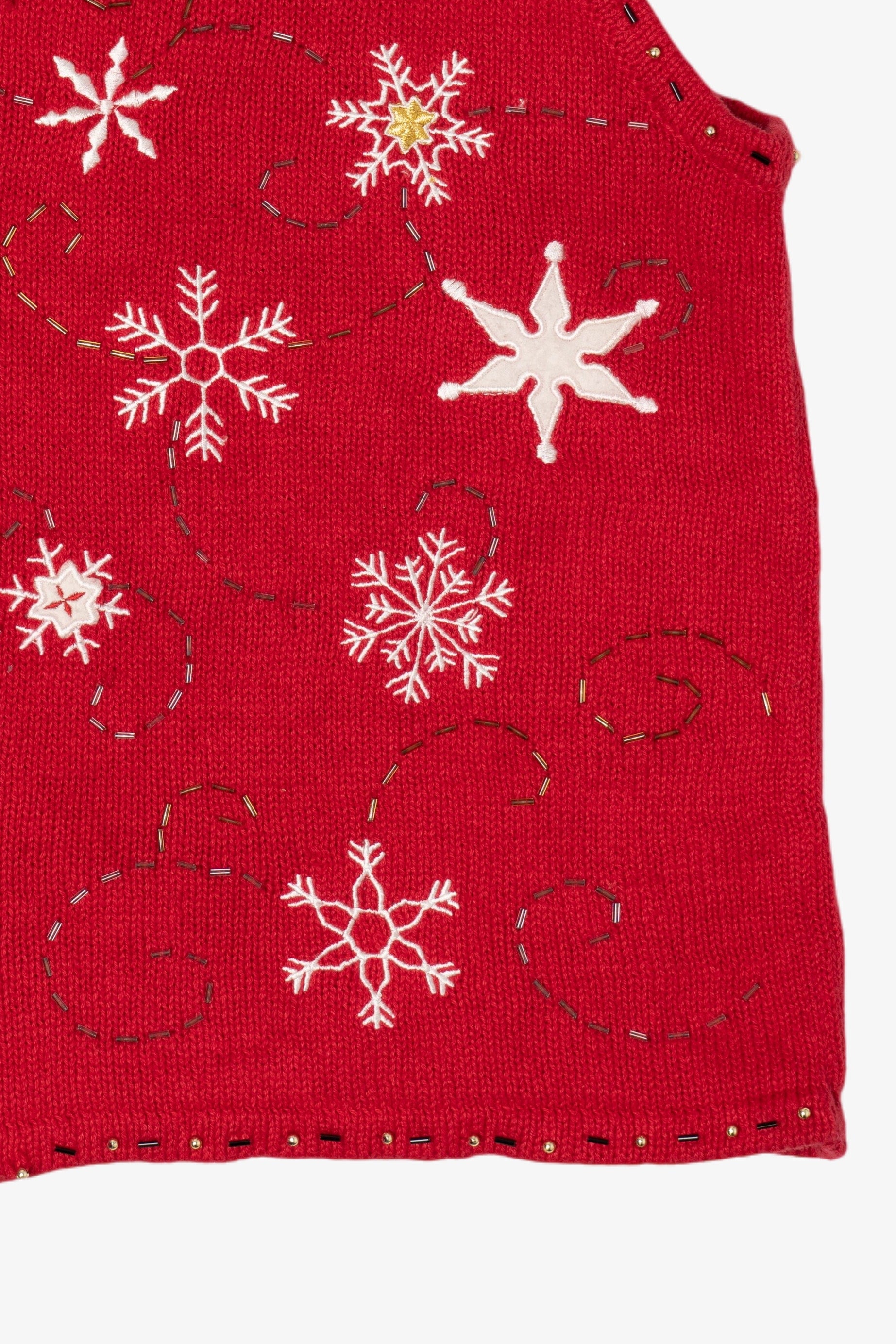 Vintage Red Ambra Snowflakes Ugly Christmas Vest (1990s)