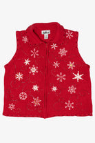 Vintage Red Ambra Snowflakes Ugly Christmas Vest (1990s)