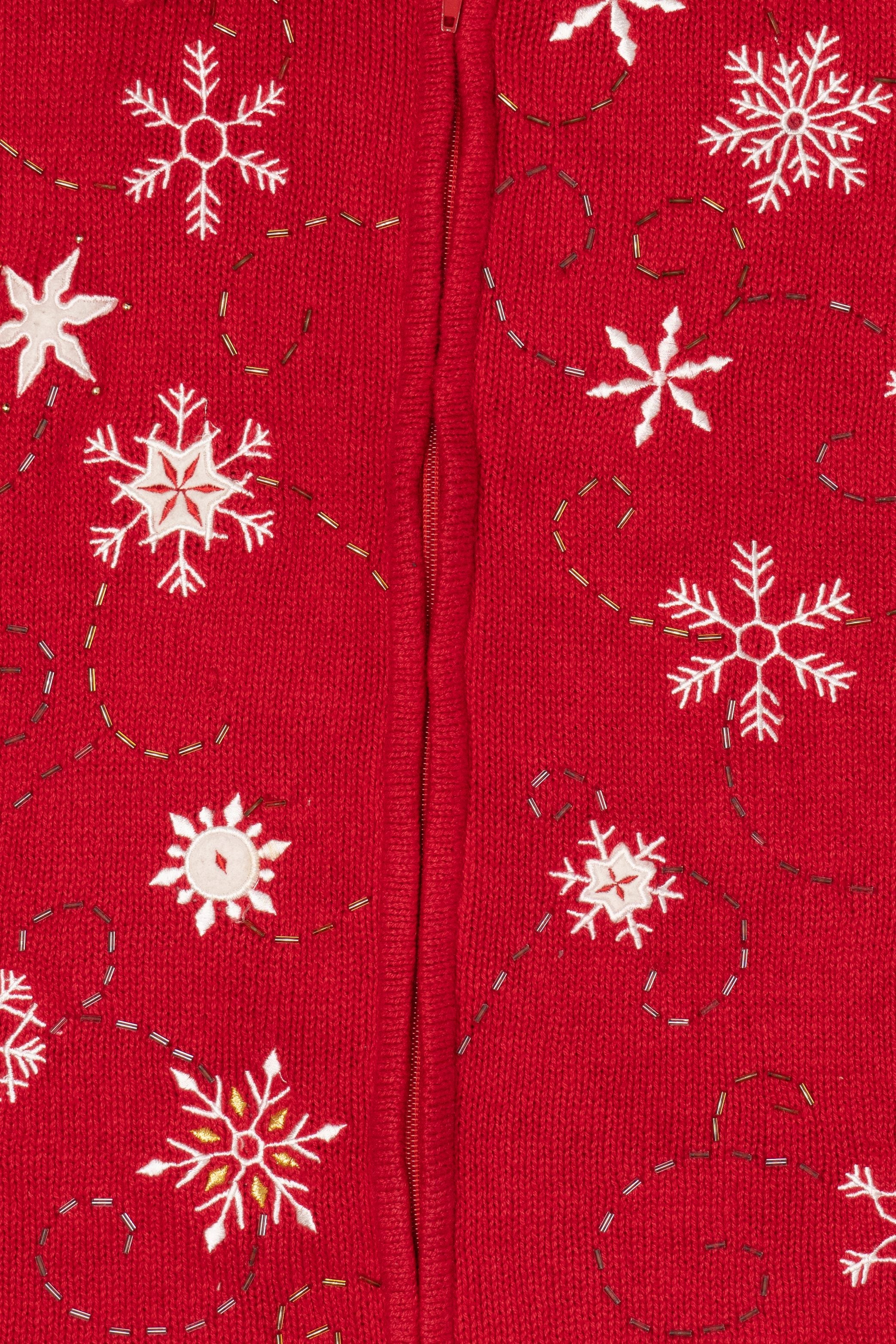 Vintage Red Ambra Snowflakes Ugly Christmas Vest (1990s)