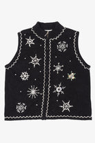 Vintage Black Mercer Street Snowflakes Ugly Christmas Vest (1990s)