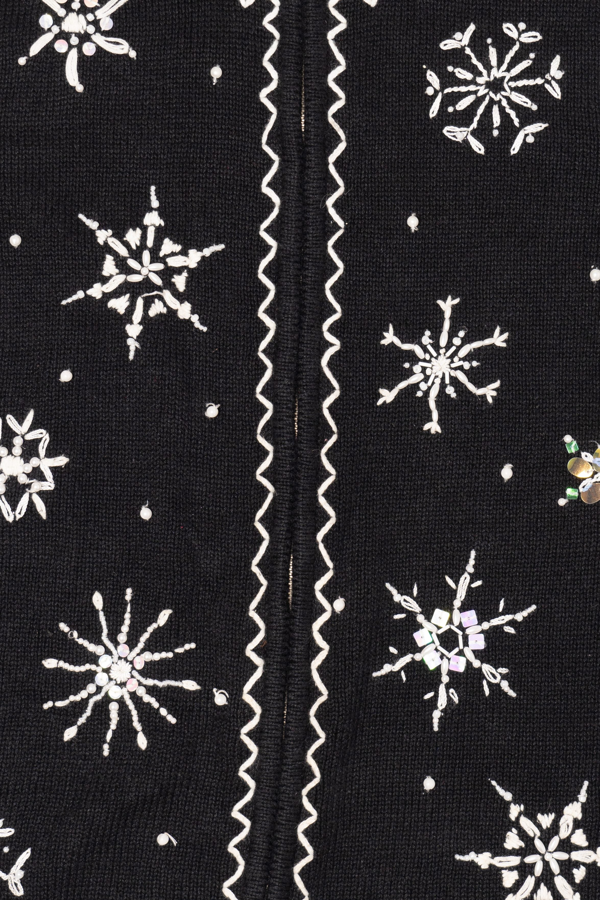 Vintage Black Mercer Street Snowflakes Ugly Christmas Vest (1990s)