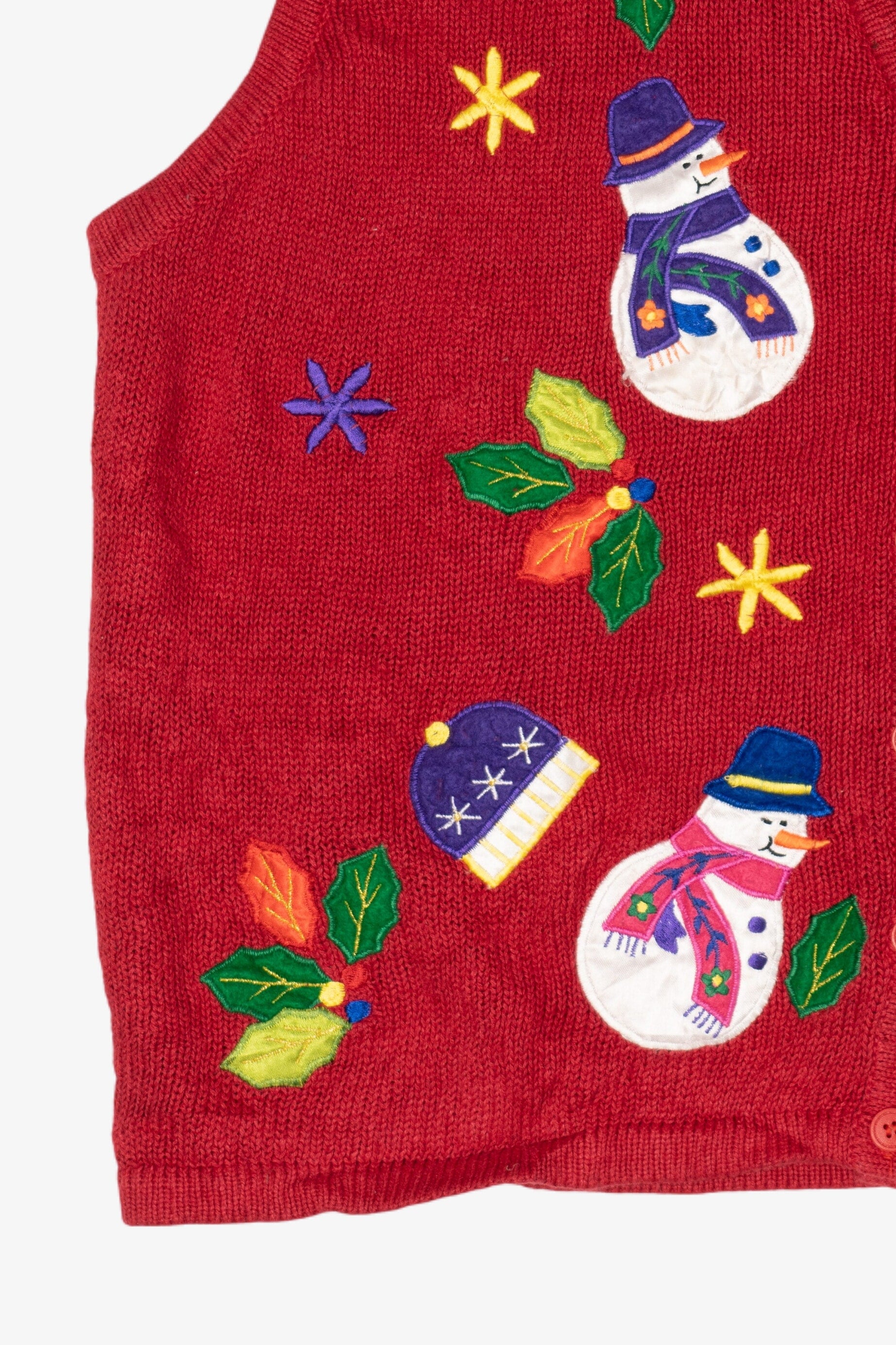 Vintage Red Bobbie Brooks Snowmen Ugly Christmas Vest (1990s)