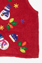 Vintage Red Bobbie Brooks Snowmen Ugly Christmas Vest (1990s)
