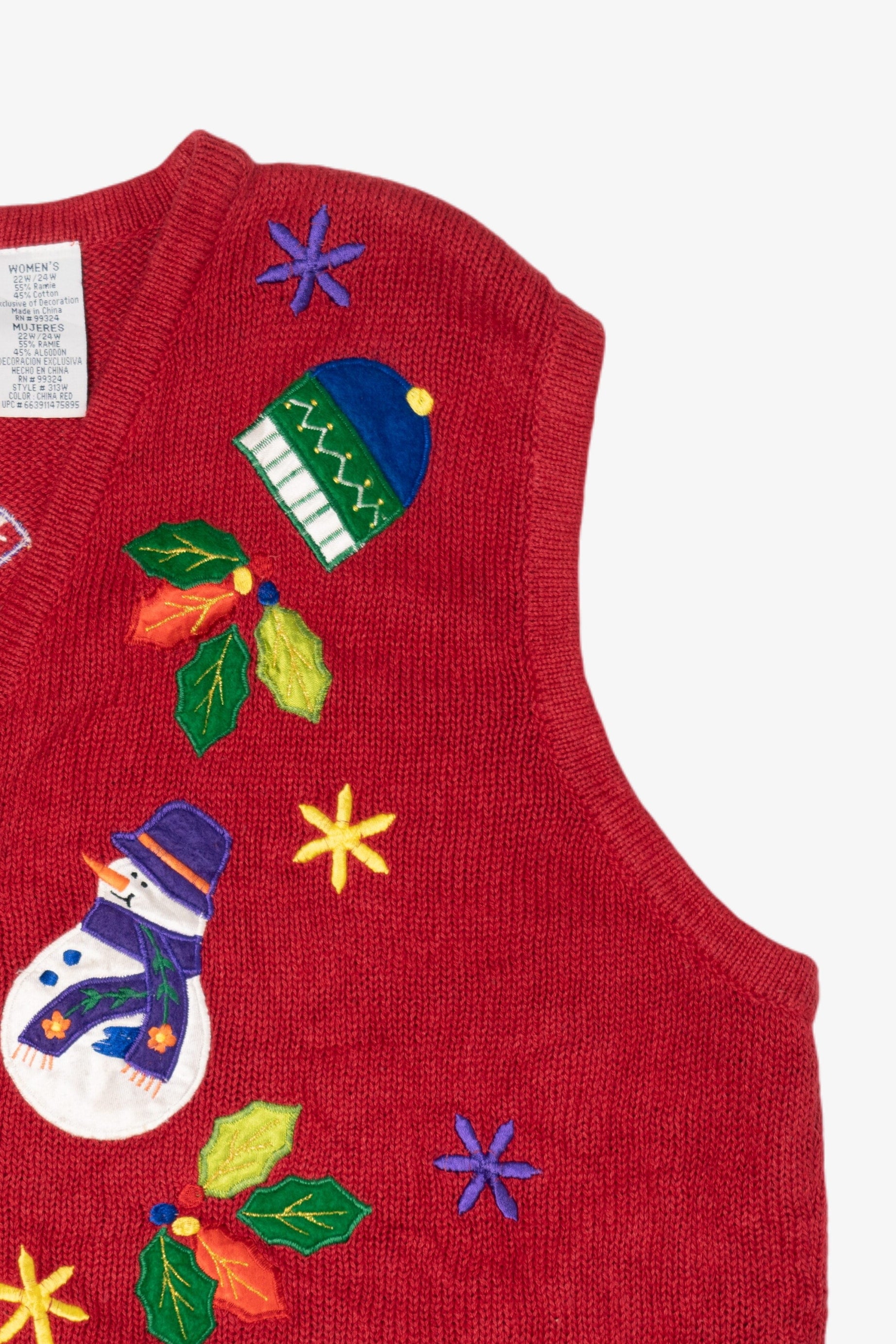 Vintage Red Bobbie Brooks Snowmen Ugly Christmas Vest (1990s)