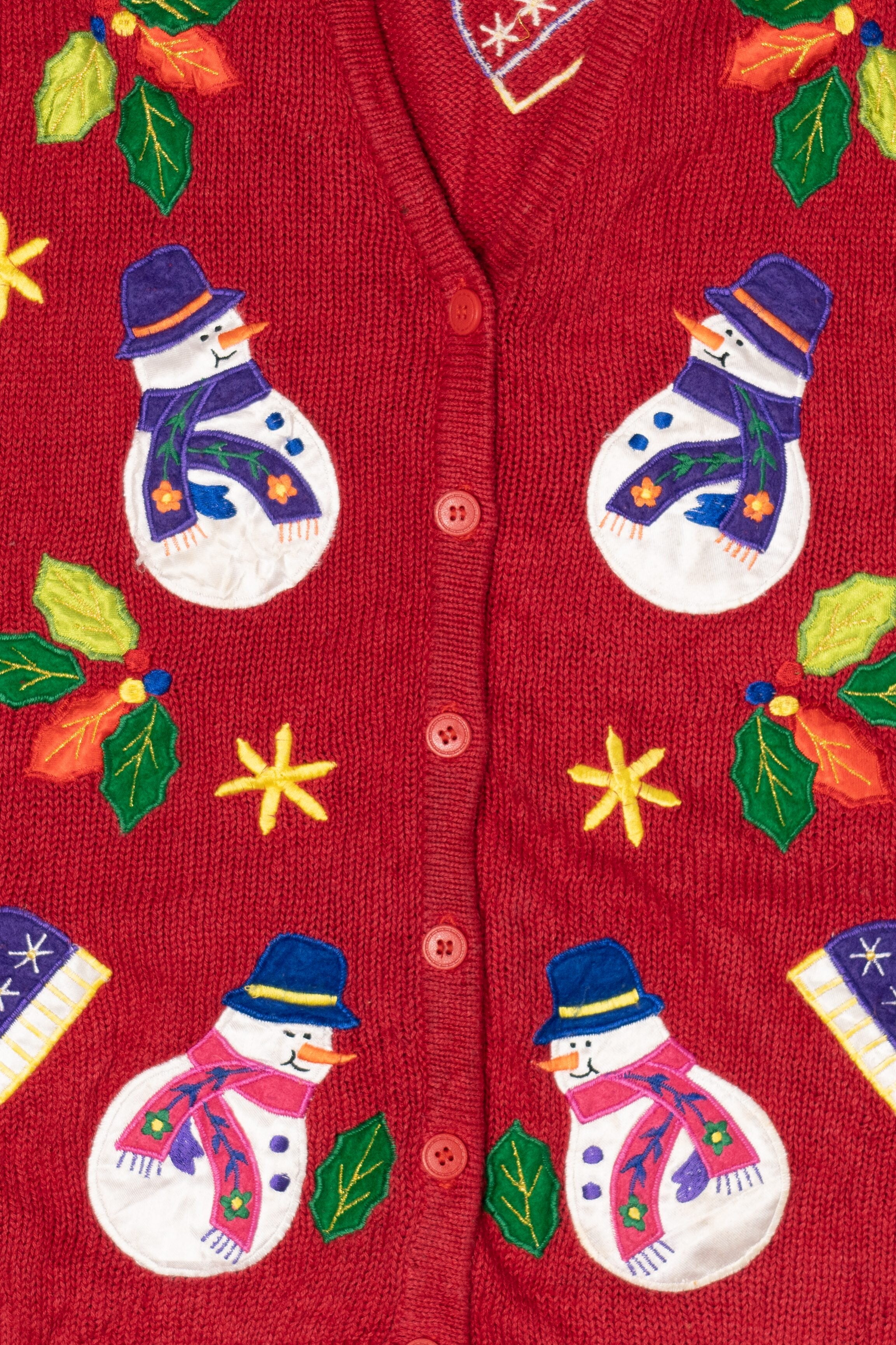 Vintage Red Bobbie Brooks Snowmen Ugly Christmas Vest (1990s)