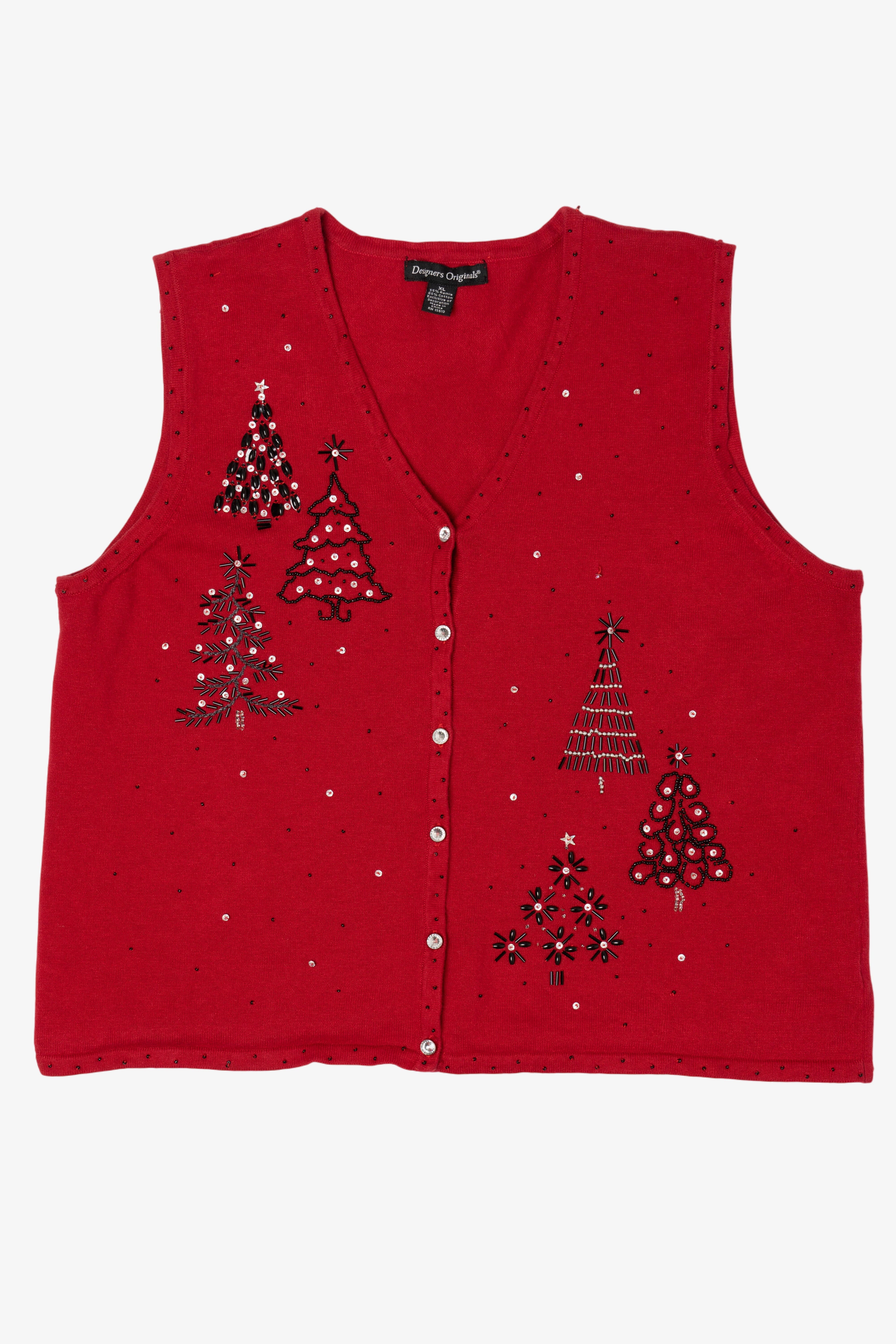 Vintage Red Designers Originals Trees Ugly Christmas Vest (2000s)