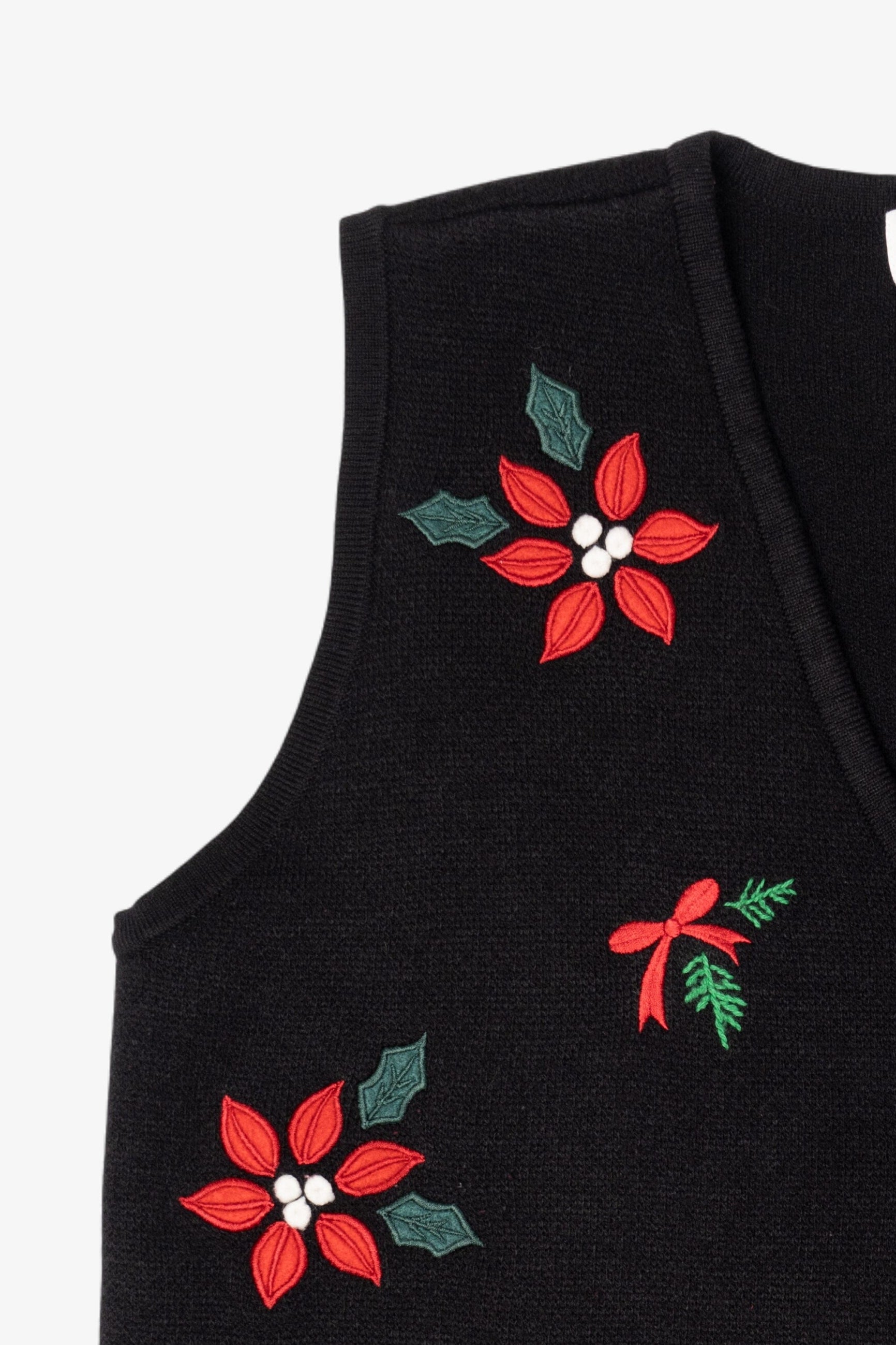 Vintage Black Croft & Barrow Flowers Ugly Christmas Vest (2000s)