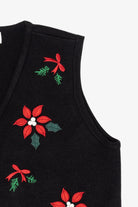 Vintage Black Croft & Barrow Flowers Ugly Christmas Vest (2000s)