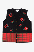 Vintage Black Croft & Barrow Flowers Ugly Christmas Vest (2000s)