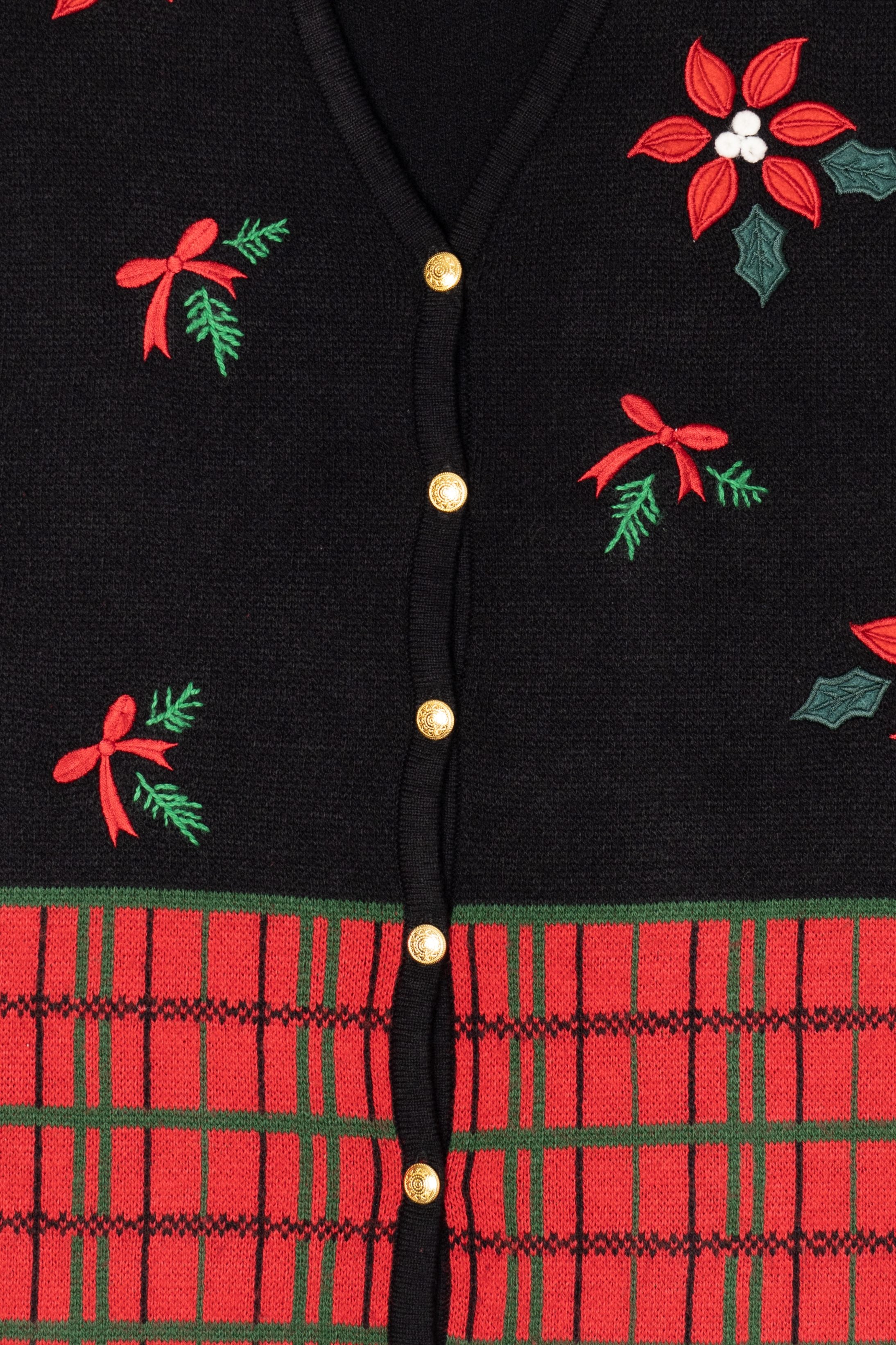 Vintage Black Croft & Barrow Flowers Ugly Christmas Vest (2000s)