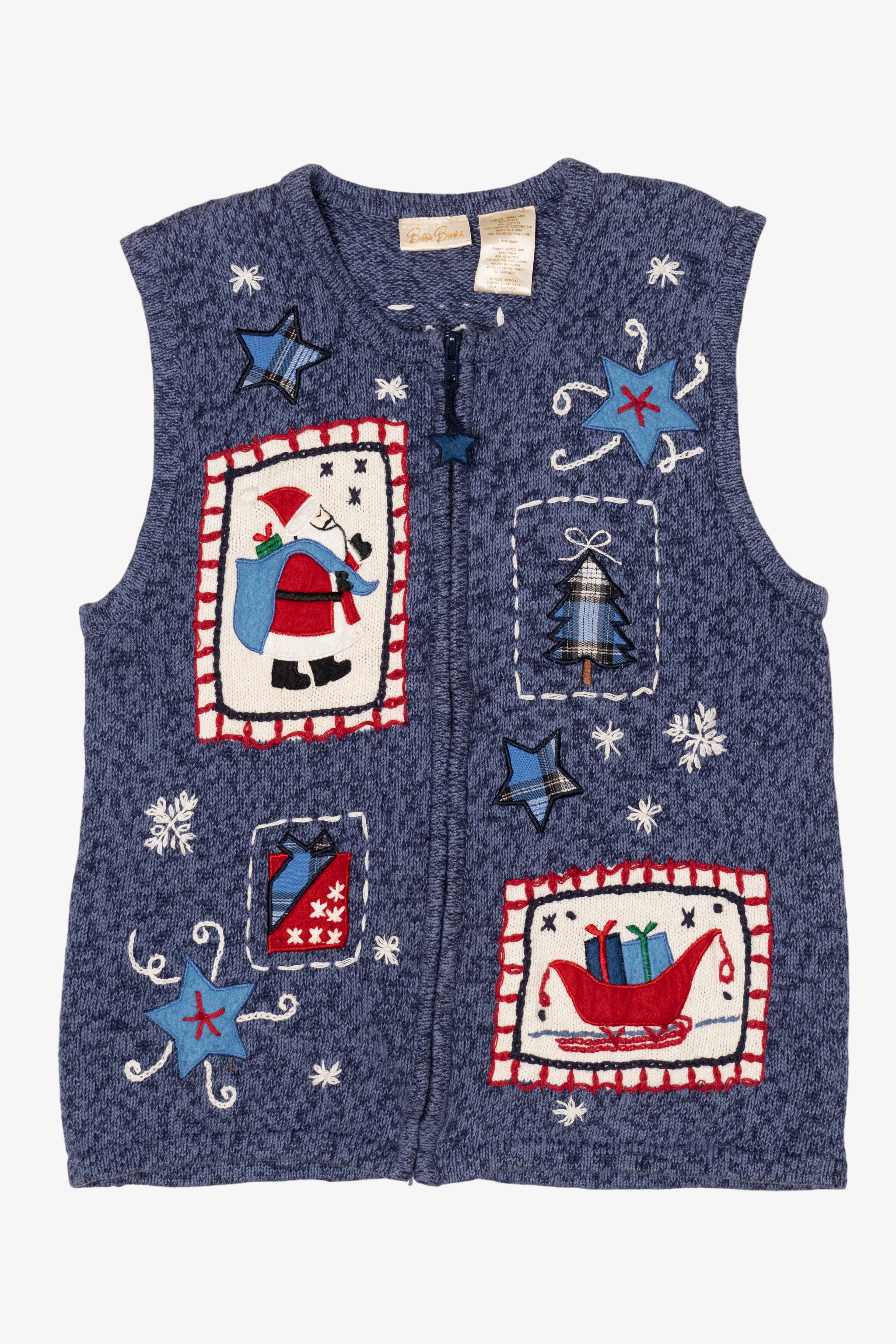 Vintage Blue Bobbie Brooks Ugly Christmas Vest (1990s)