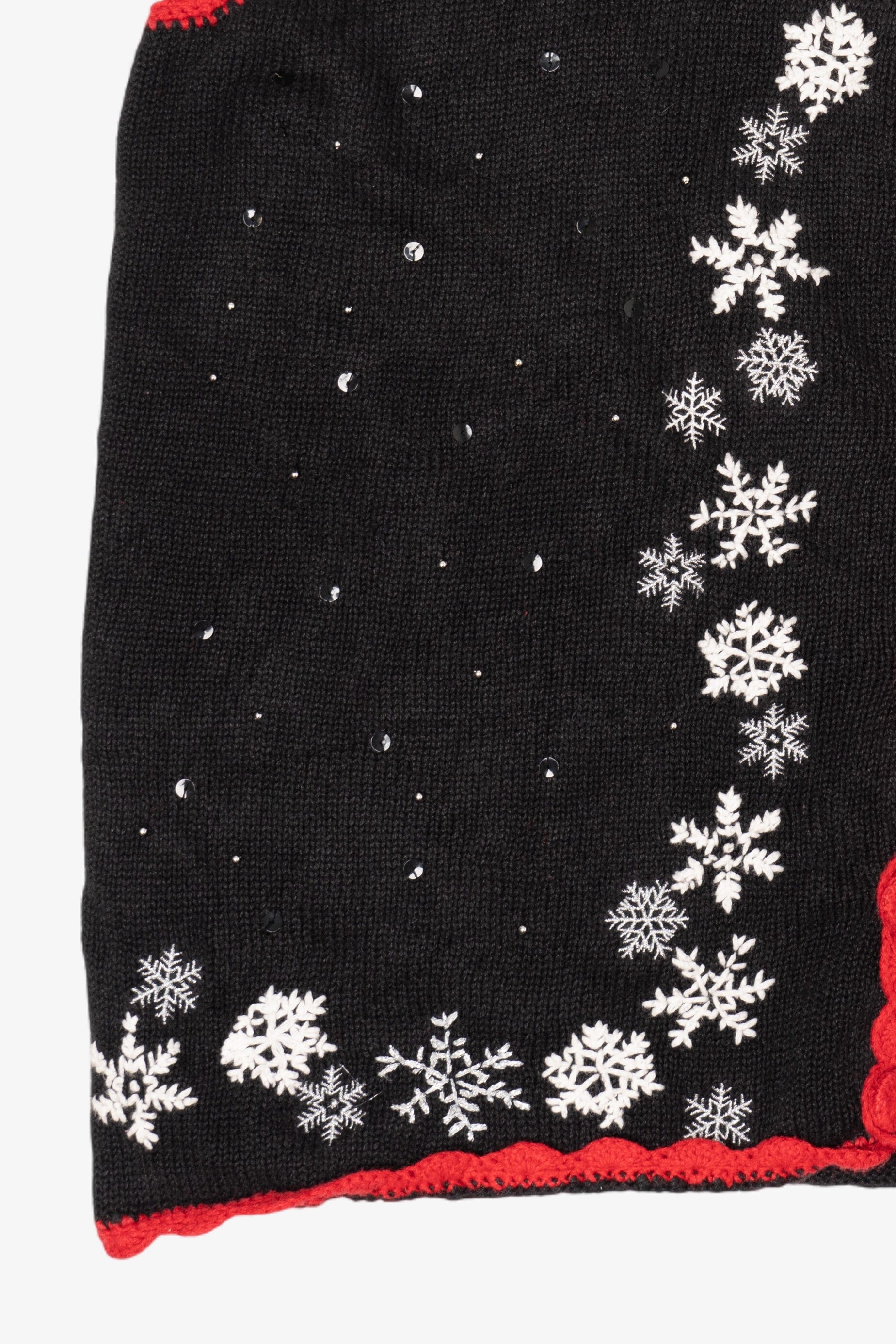 Vintage Black Basic Editions Snowflakes Ugly Christmas Vest (1990s)