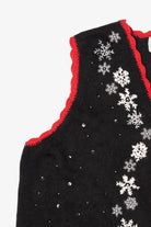Vintage Black Basic Editions Snowflakes Ugly Christmas Vest (1990s)