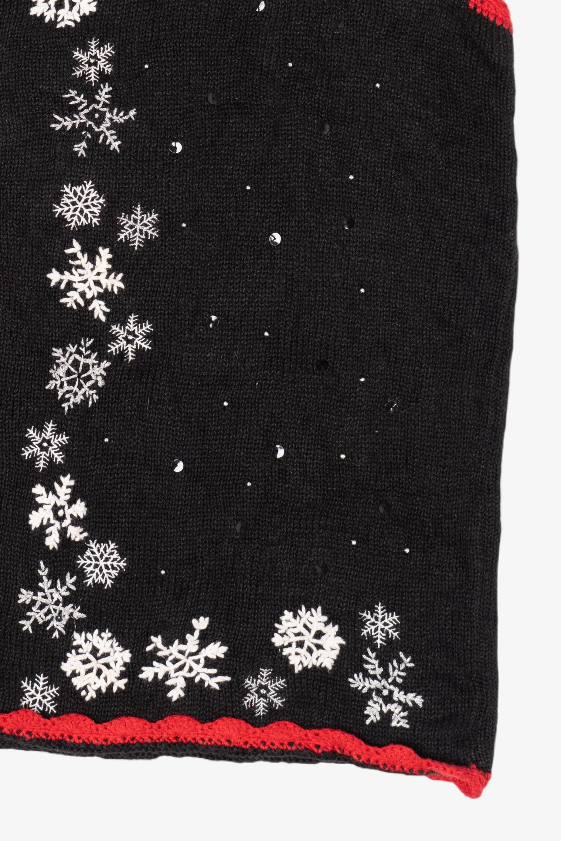 Vintage Black Basic Editions Snowflakes Ugly Christmas Vest (1990s)