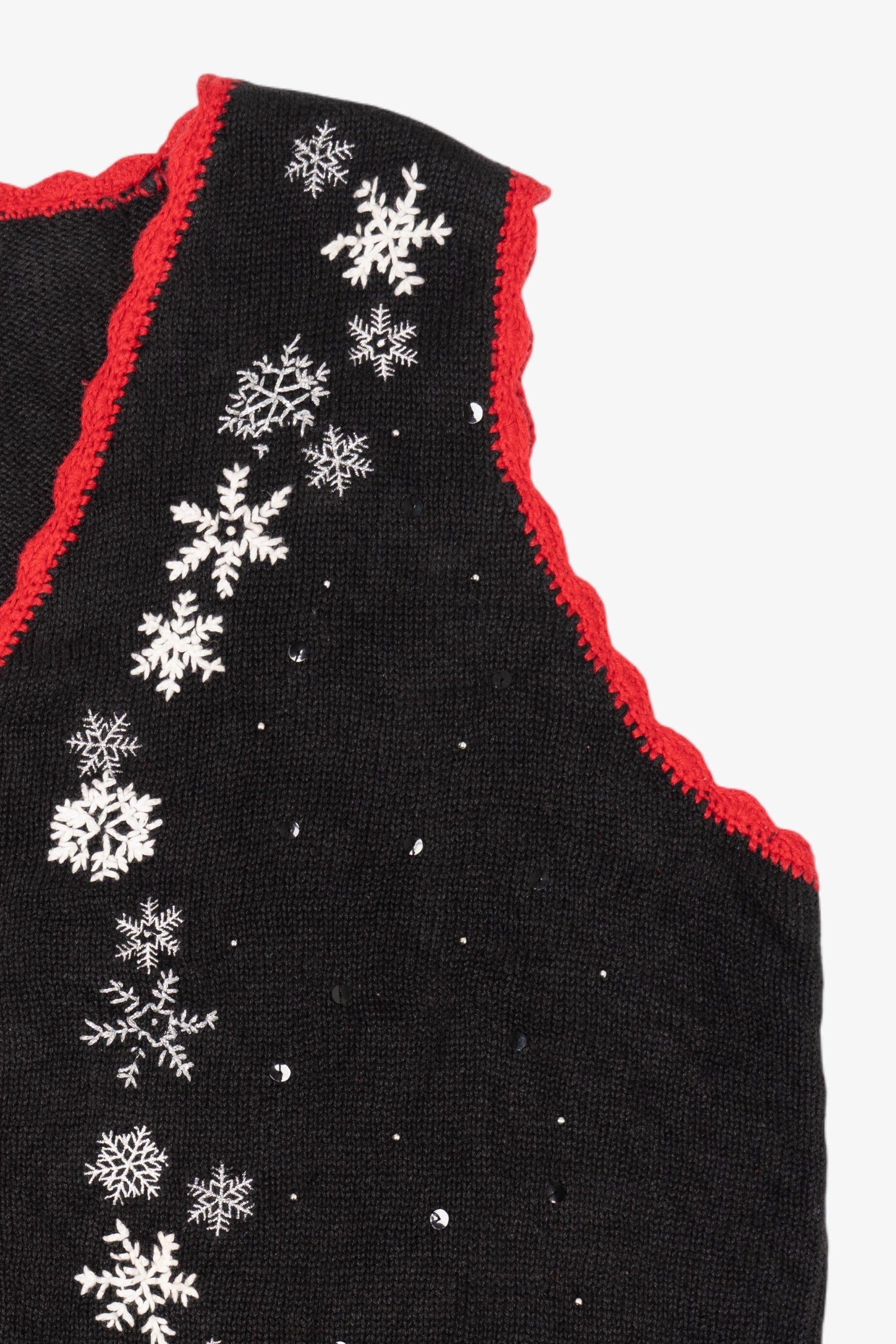 Vintage Black Basic Editions Snowflakes Ugly Christmas Vest (1990s)
