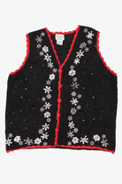 Vintage Black Basic Editions Snowflakes Ugly Christmas Vest (1990s)