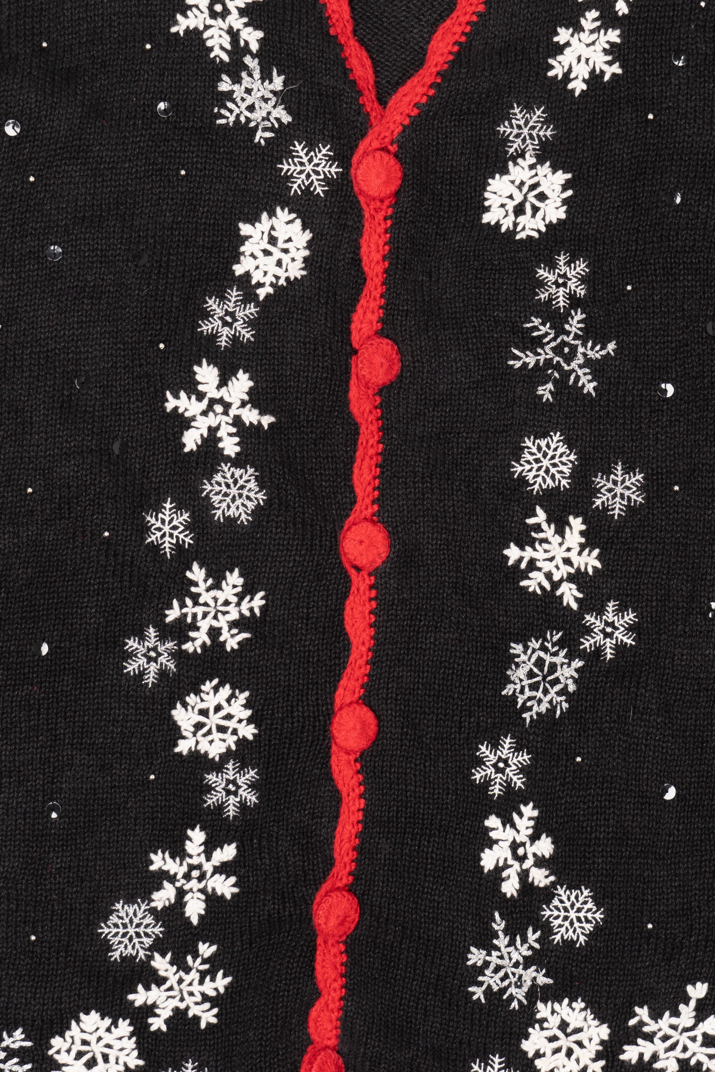 Vintage Black Basic Editions Snowflakes Ugly Christmas Vest (1990s)