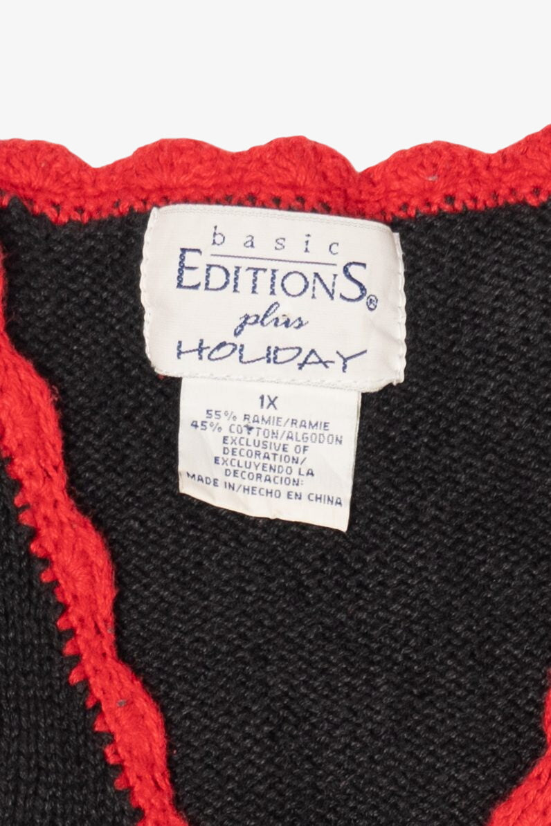 Vintage Black Basic Editions Snowflakes Ugly Christmas Vest (1990s)