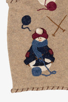 Vintage Beige PBJ Sport Snowmen Knitting Ugly Christmas Vest (1990s)