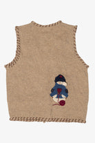 Vintage Beige PBJ Sport Snowmen Knitting Ugly Christmas Vest (1990s)
