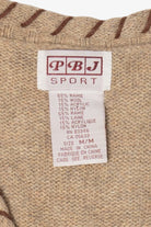 Vintage Beige PBJ Sport Snowmen Knitting Ugly Christmas Vest (1990s)