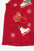 Vintage Red Basic Editions Ice Skates And Mittens Ugly Christmas Vest (1990s)