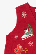 Vintage Red Basic Editions Ice Skates And Mittens Ugly Christmas Vest (1990s)
