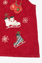 Vintage Red Basic Editions Ice Skates And Mittens Ugly Christmas Vest (1990s)