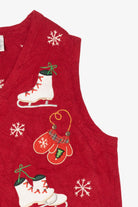 Vintage Red Basic Editions Ice Skates And Mittens Ugly Christmas Vest (1990s)