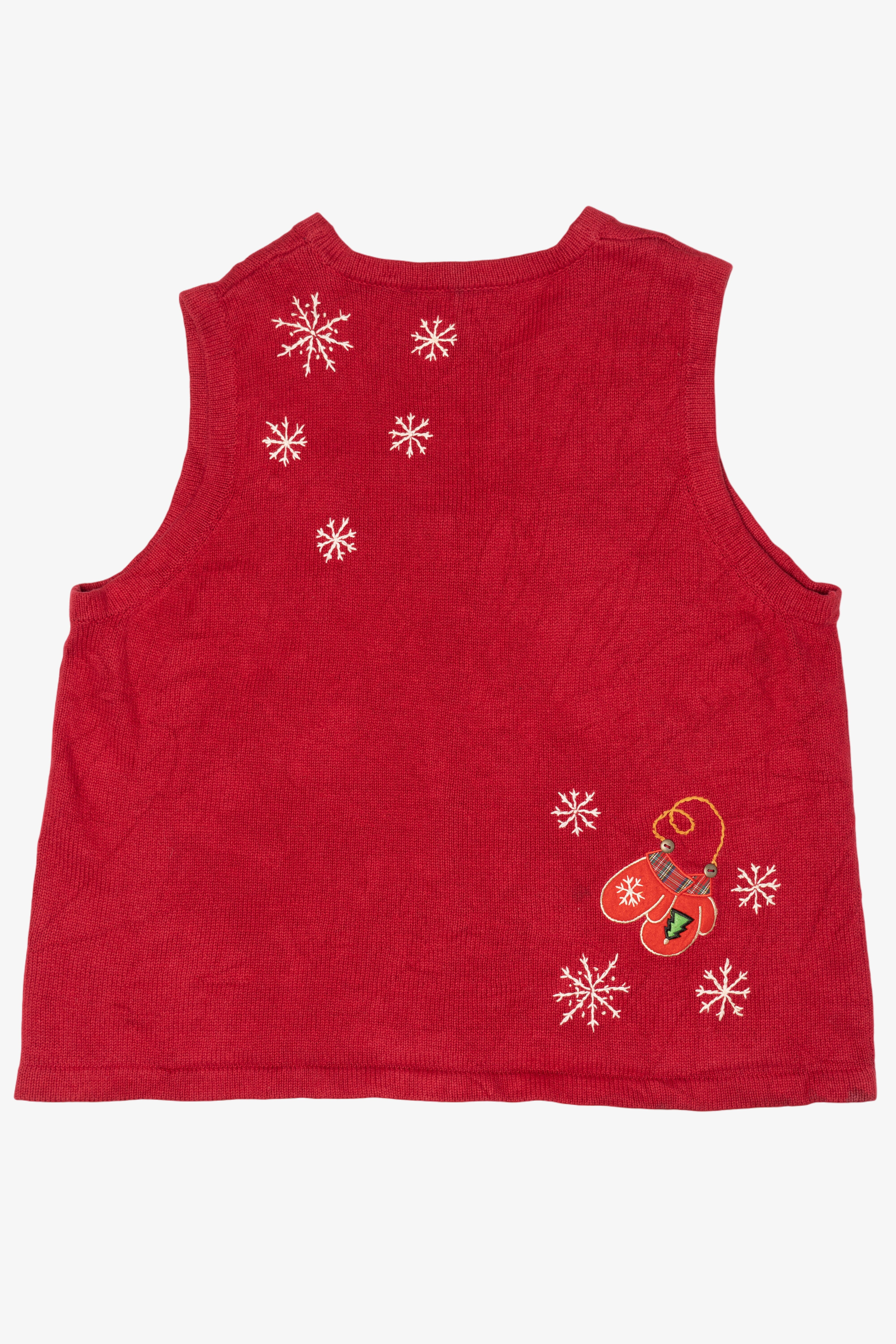 Vintage Red Basic Editions Ice Skates And Mittens Ugly Christmas Vest (1990s)