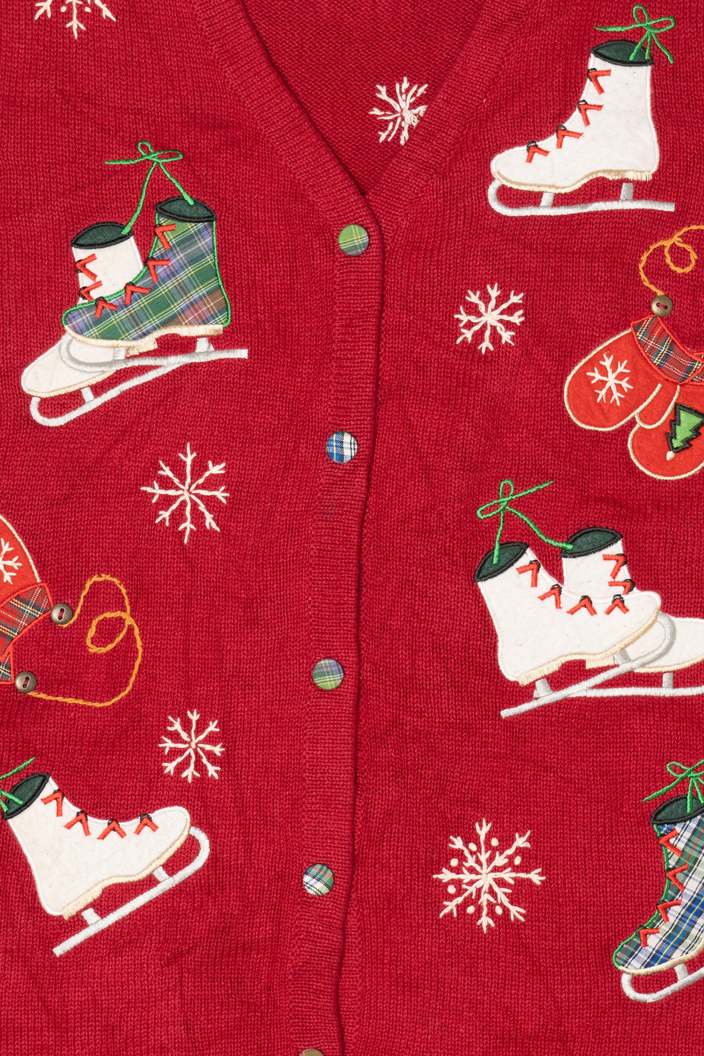 Vintage Red Basic Editions Ice Skates And Mittens Ugly Christmas Vest (1990s)