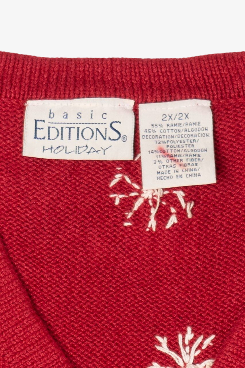 Vintage Red Basic Editions Ice Skates And Mittens Ugly Christmas Vest (1990s)