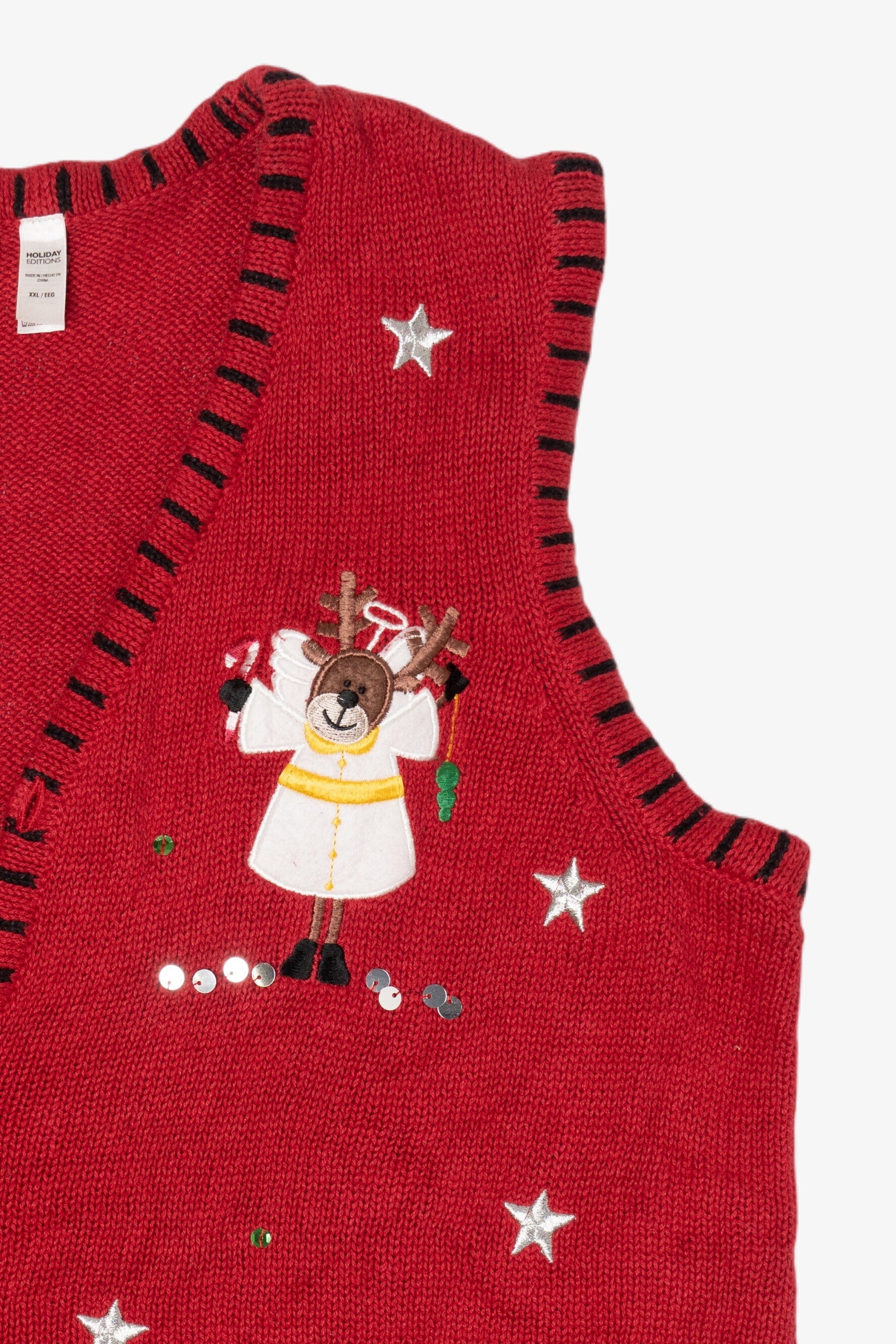Vintage Red Holiday Editions Reindeer Ugly Christmas Vest (2000s)