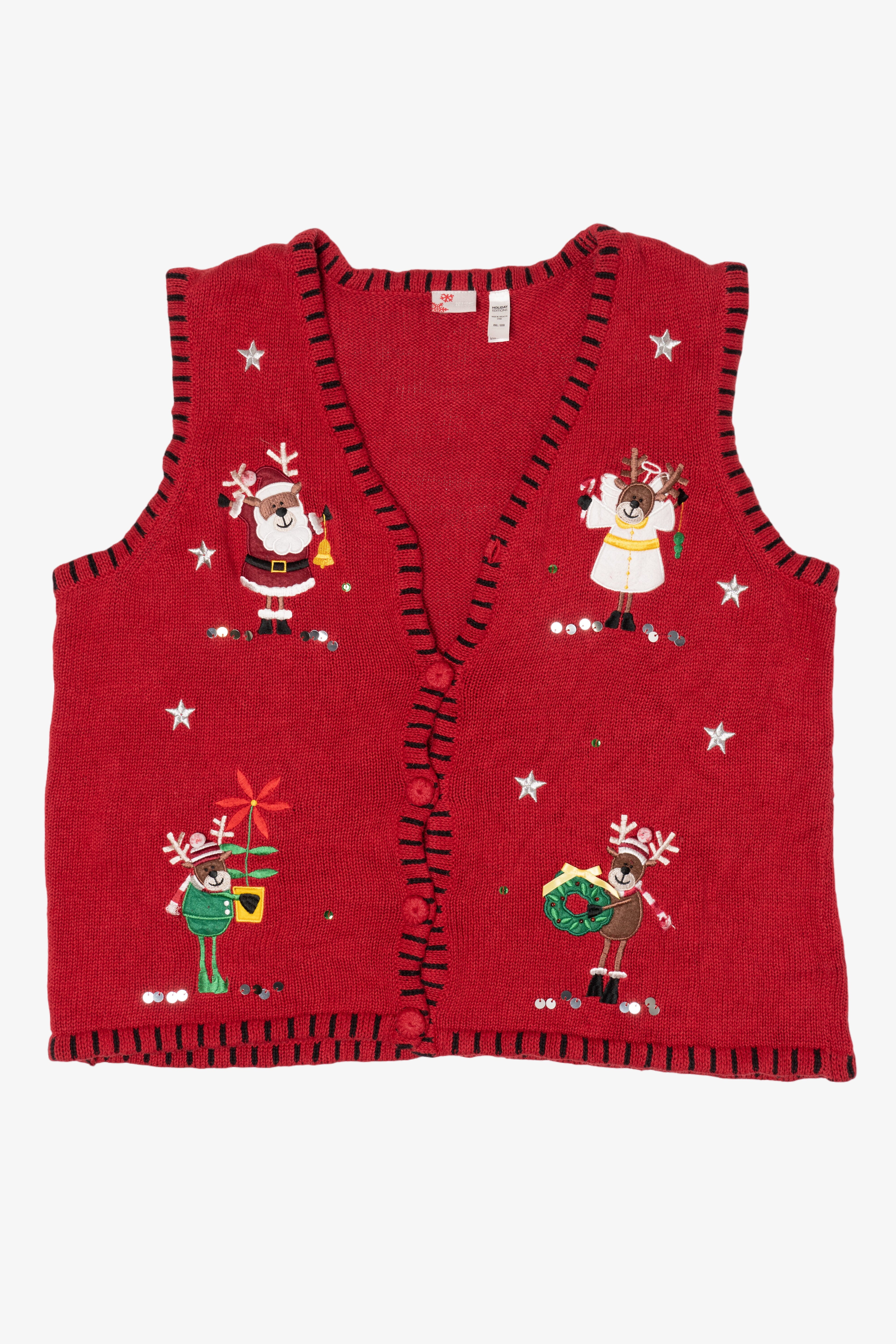 Vintage Red Holiday Editions Reindeer Ugly Christmas Vest (2000s)