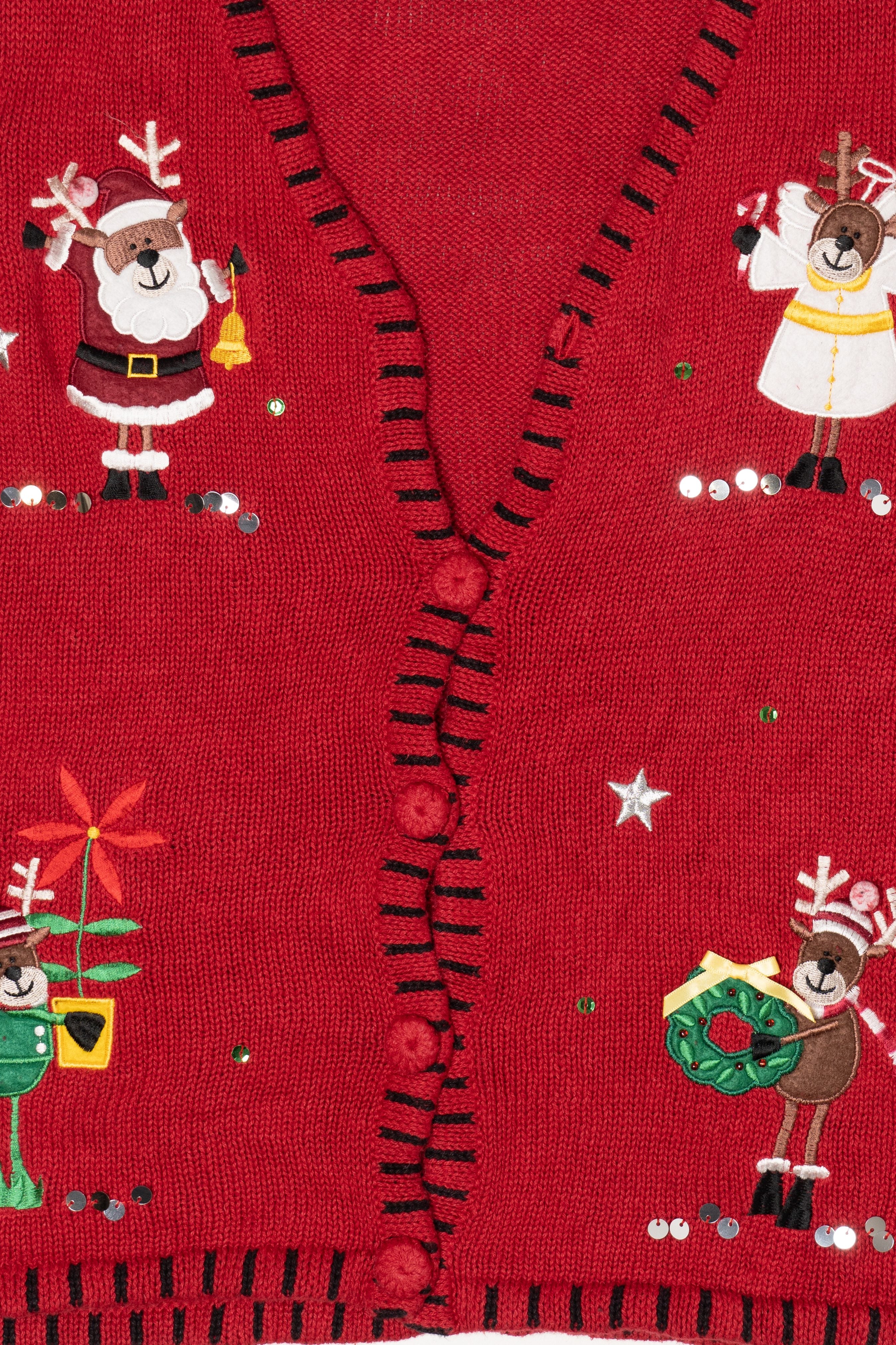 Vintage Red Holiday Editions Reindeer Ugly Christmas Vest (2000s)